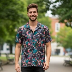 Rare Rabbit‎ New Men's Paisley Button Down Shirt Size Large Casual Loud Print